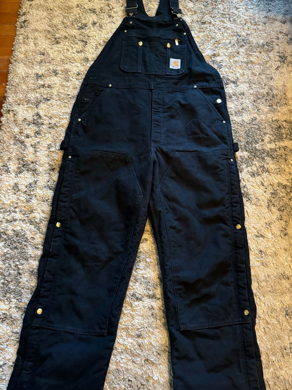 Carhartt Black Bib Overalls 38x30